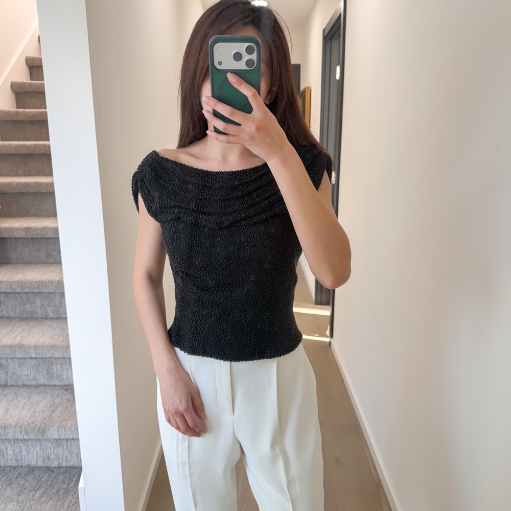 Vintage 90s Cecily Brown 100% Silk Beaded Top Classy Boho Whimsigoth XS